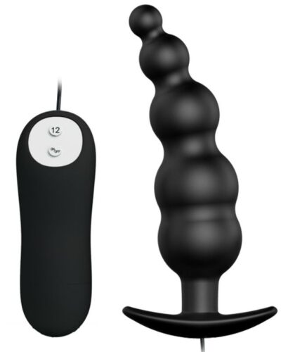 Pretty Love - Anal Plug Silicone Extra Stimulation And 12 Vibration Modes Black Remote Control