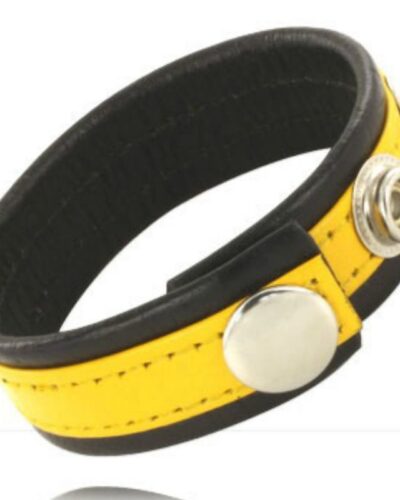 Leather Body - Adjustable Leather Strap Penis Yellow-Black
