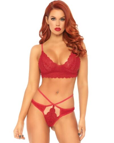 Leg Avenue - 2 Pieces Set Lace Bralette And Thong M/L