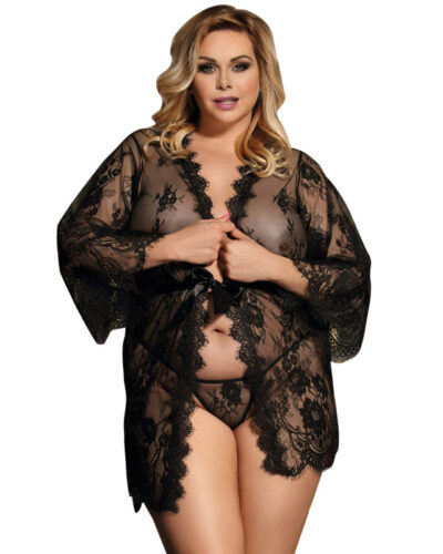 Subblime - Queen Plus Lace Peignoir Flared Sleeves