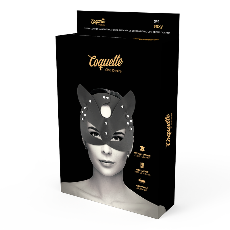 Coquette Chic Desire - Vegan Leather Mask With Bunny Ears - Image 5