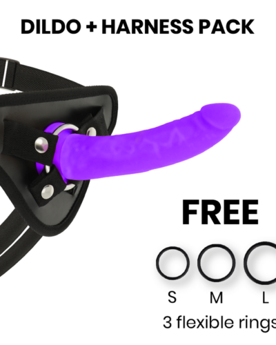 Delta Club - Toys Harness + Dong Purple Silicone 17 cm -O- 3 cm