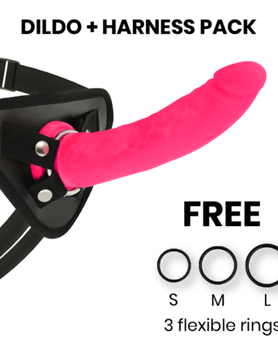 Delta Club - Toys Harness + Dong Pink Silicone 20 cm -O- 4 cm