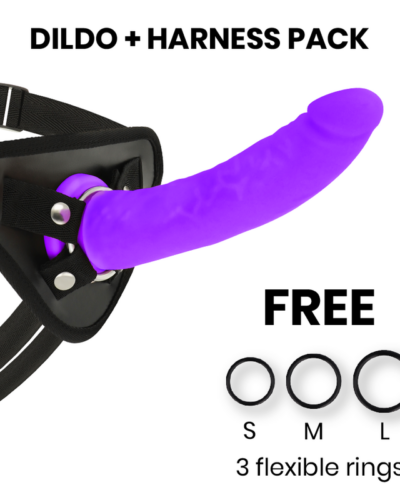 Delta Club - Toys Harness + Dong Purple Silicone 20 cm -O- 4 cm