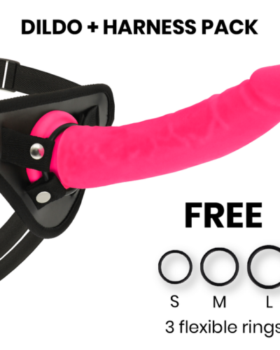 Delta Club - Toys Harness + Dong Pink Silicone 23 cm -O- 4.5 cm
