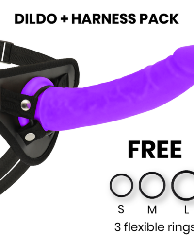 Delta Club - Toys Harness + Dong Purple Silicone 23 cm -O- 4.5 cm
