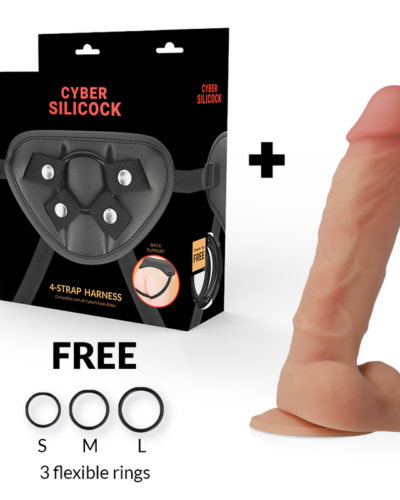 Cyber Silicock - Strap-On Liquid Silicone Oliver With 3 Rings Free 19 cm -O- 3.9 cm