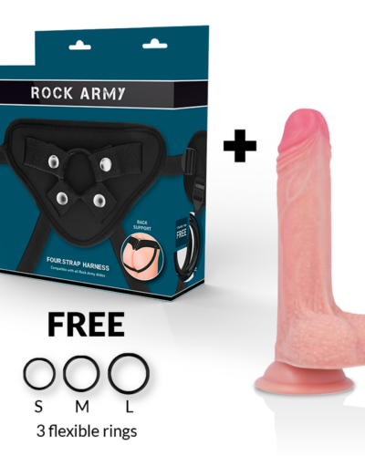 Rockarmy - Harness + Liquid Silicone Premium Mustang Realistic 18 cm -O- 4.14 cm